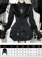 Women's Black Long-Sleeve Gothic Top