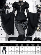 Women's Black Long-Sleeve Gothic Top