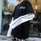 Black Graphic Layered-Look T-Shirt