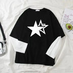 Women's Star Graphic Layered-Look Long-Sleeve T-Shirt