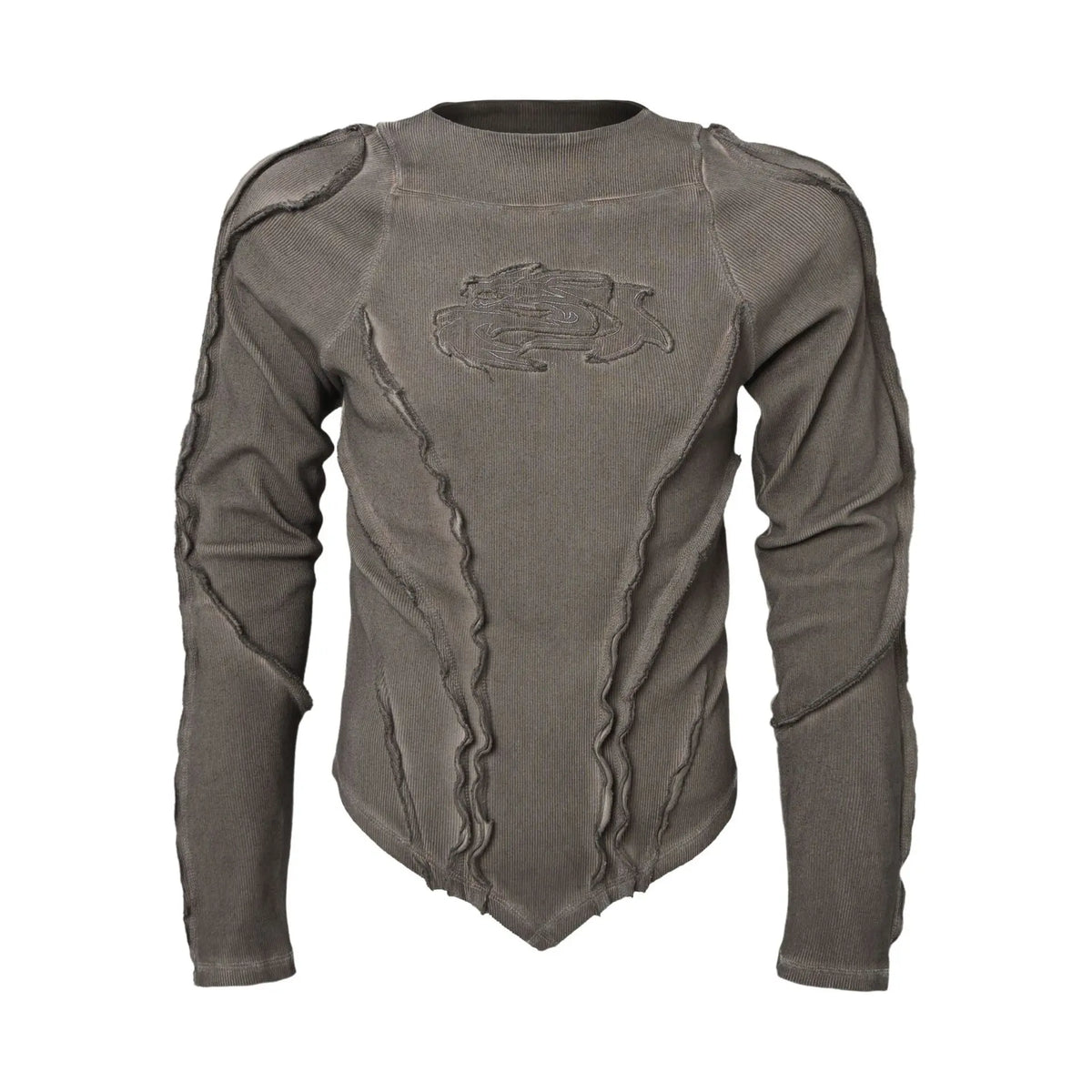 Men's Distressed Long-Sleeve Crew-Neck Top