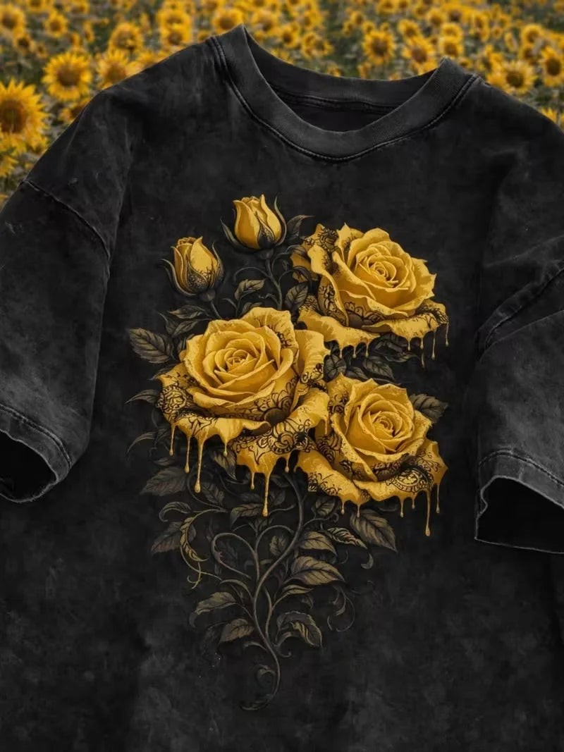 Black Rose Graphic Washed T-Shirt