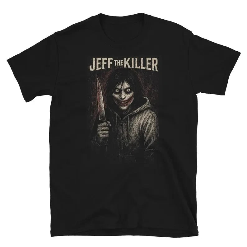 Jeff the Killer Graphic T-Shirt – Black Short-Sleeve Cotton Tee