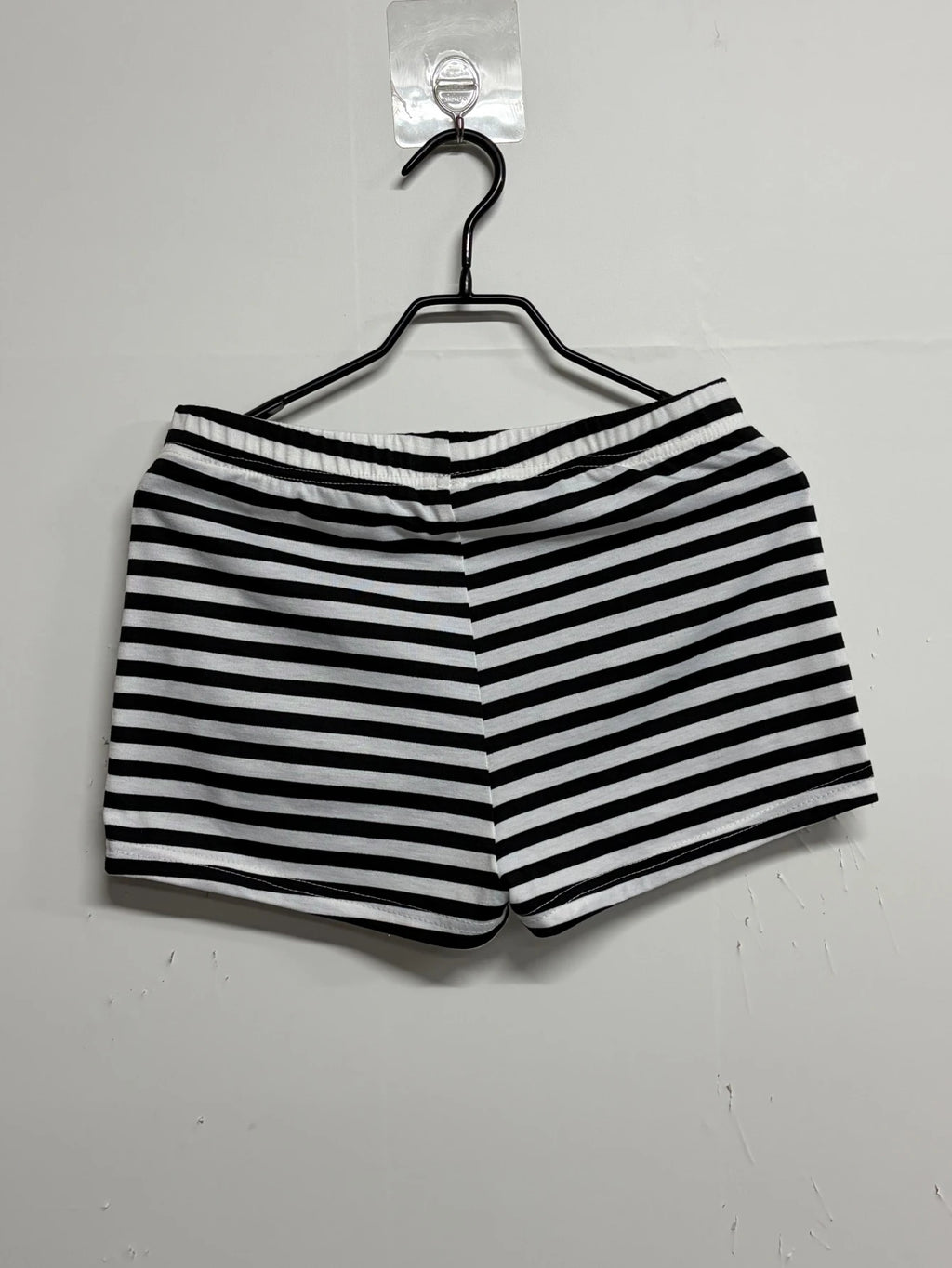 Women's Black-and-White Striped Low-Rise Shorts