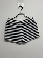 Women's Black-and-White Striped Low-Rise Shorts