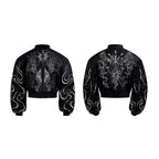 Men’s Black Embroidered PU Leather Jacket