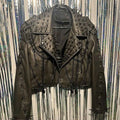 Women's Gray PU Leather Spiked Jacket