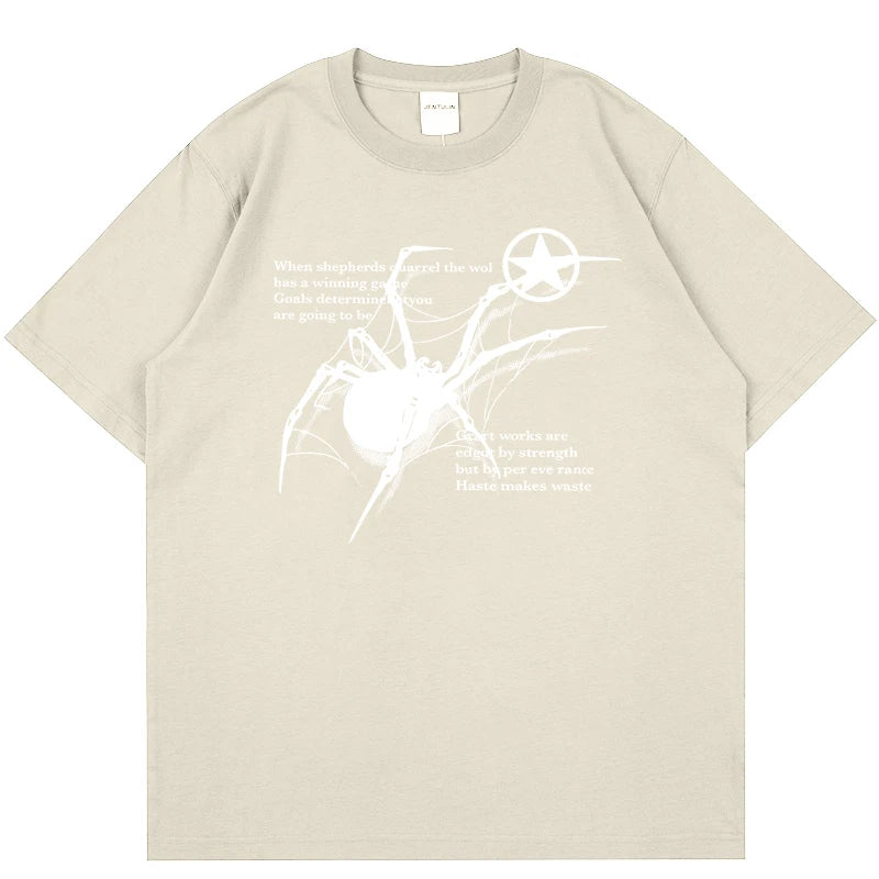 Spider Graphic Oversized Cotton T-Shirt