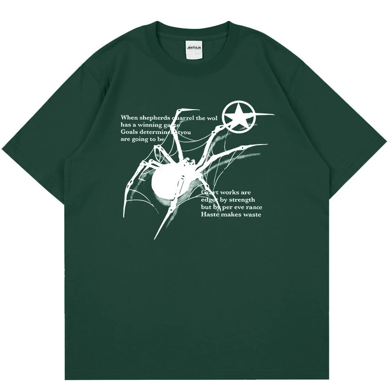 Spider Graphic Oversized Cotton T-Shirt