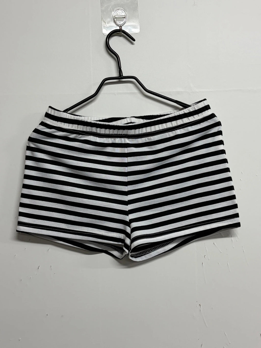 Grunge Black-and-White Striped Low-Rise Shorts