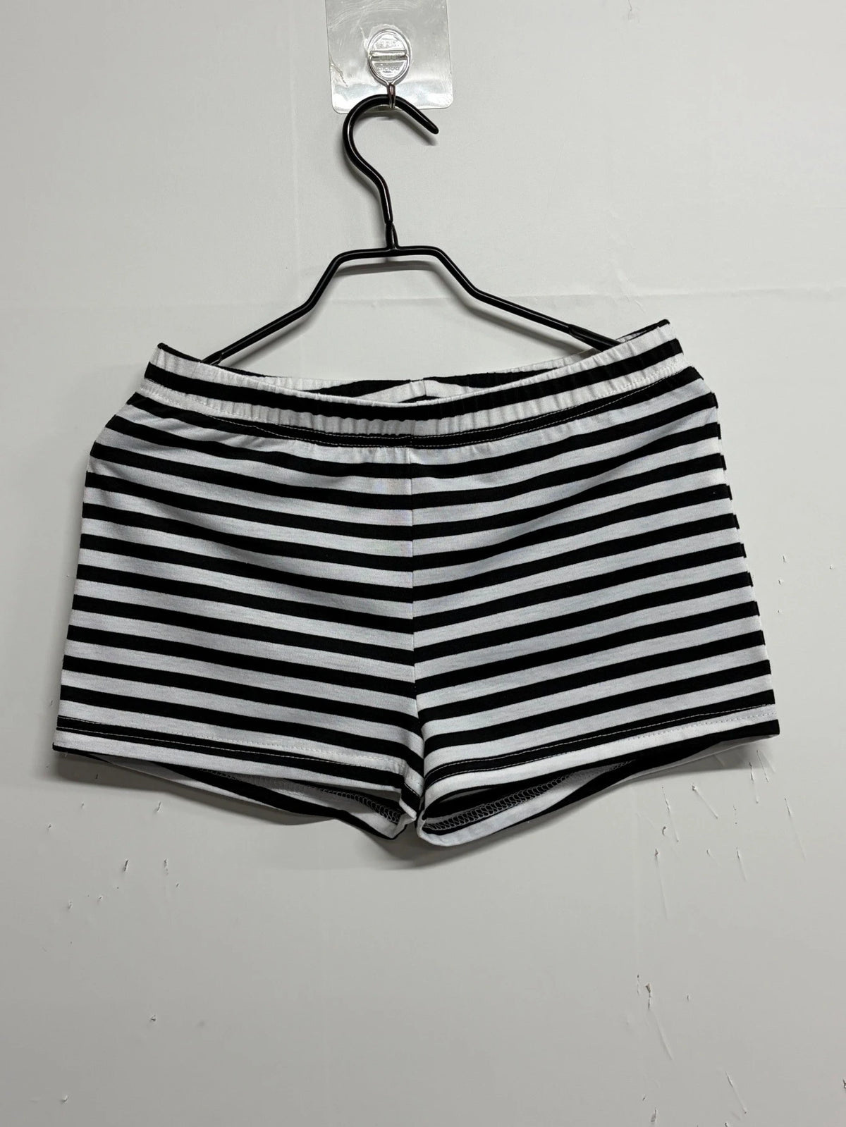 Grunge Black-and-White Striped Low-Rise Shorts