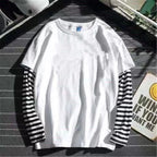 Men’s Layered Long-Sleeve T-Shirt with Striped Sleeves