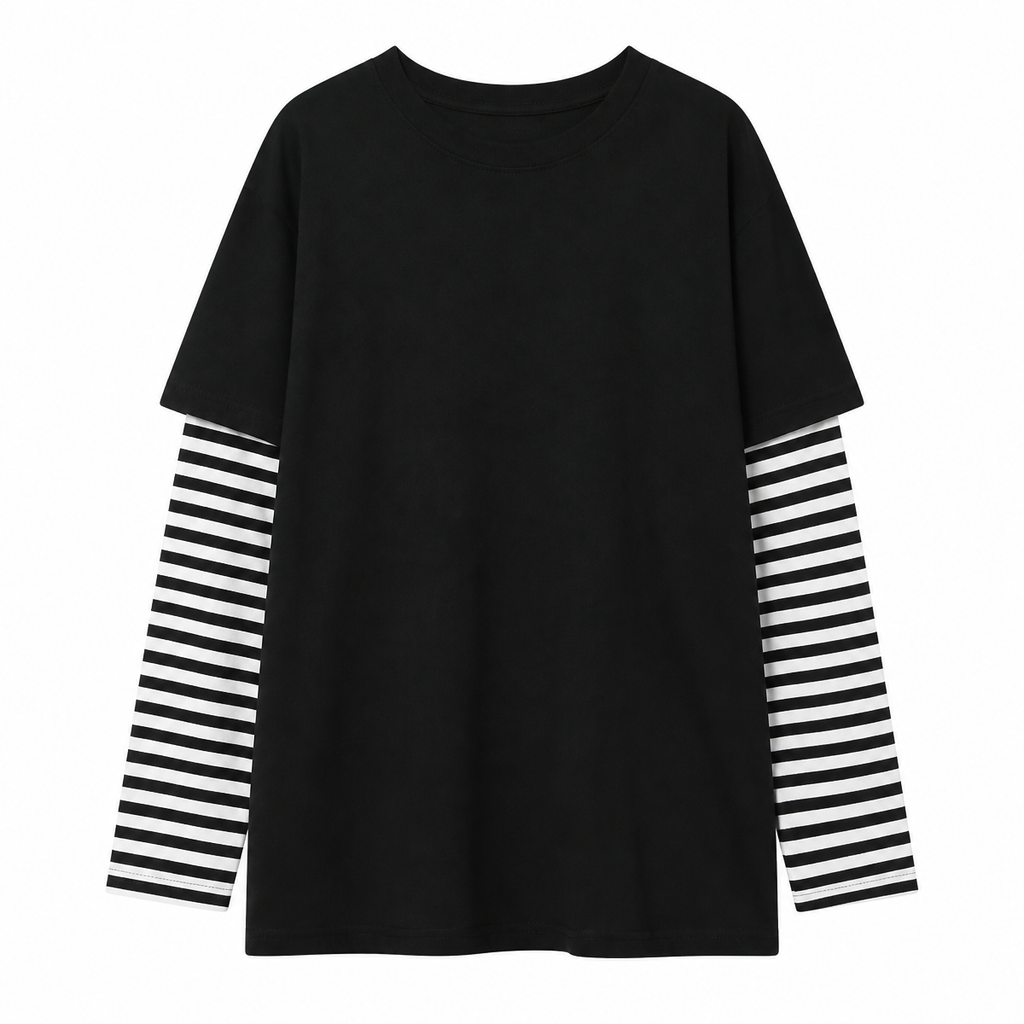 Grunge Striped Layered Long-Sleeve T-Shirt