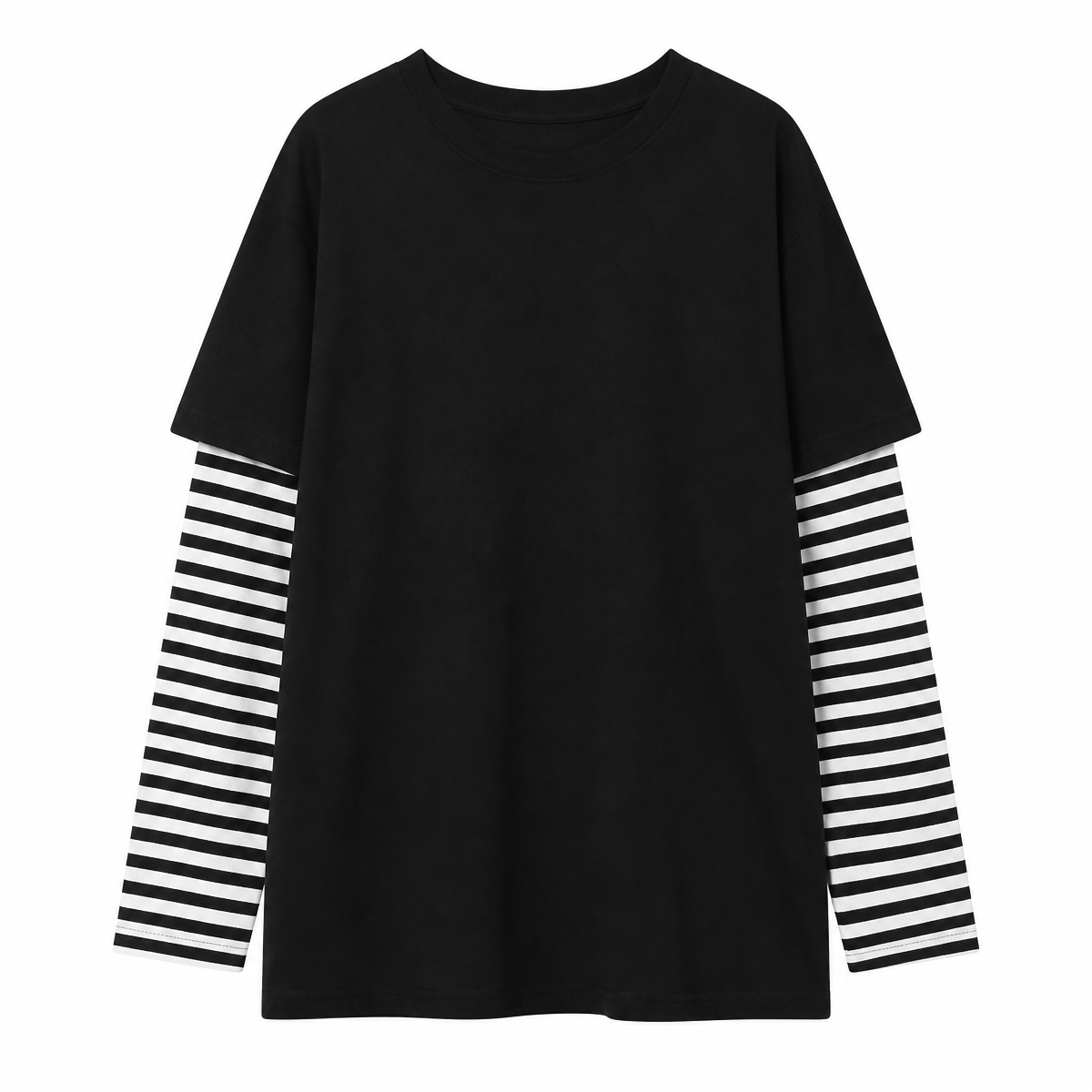 Grunge Striped Layered Long-Sleeve T-Shirt
