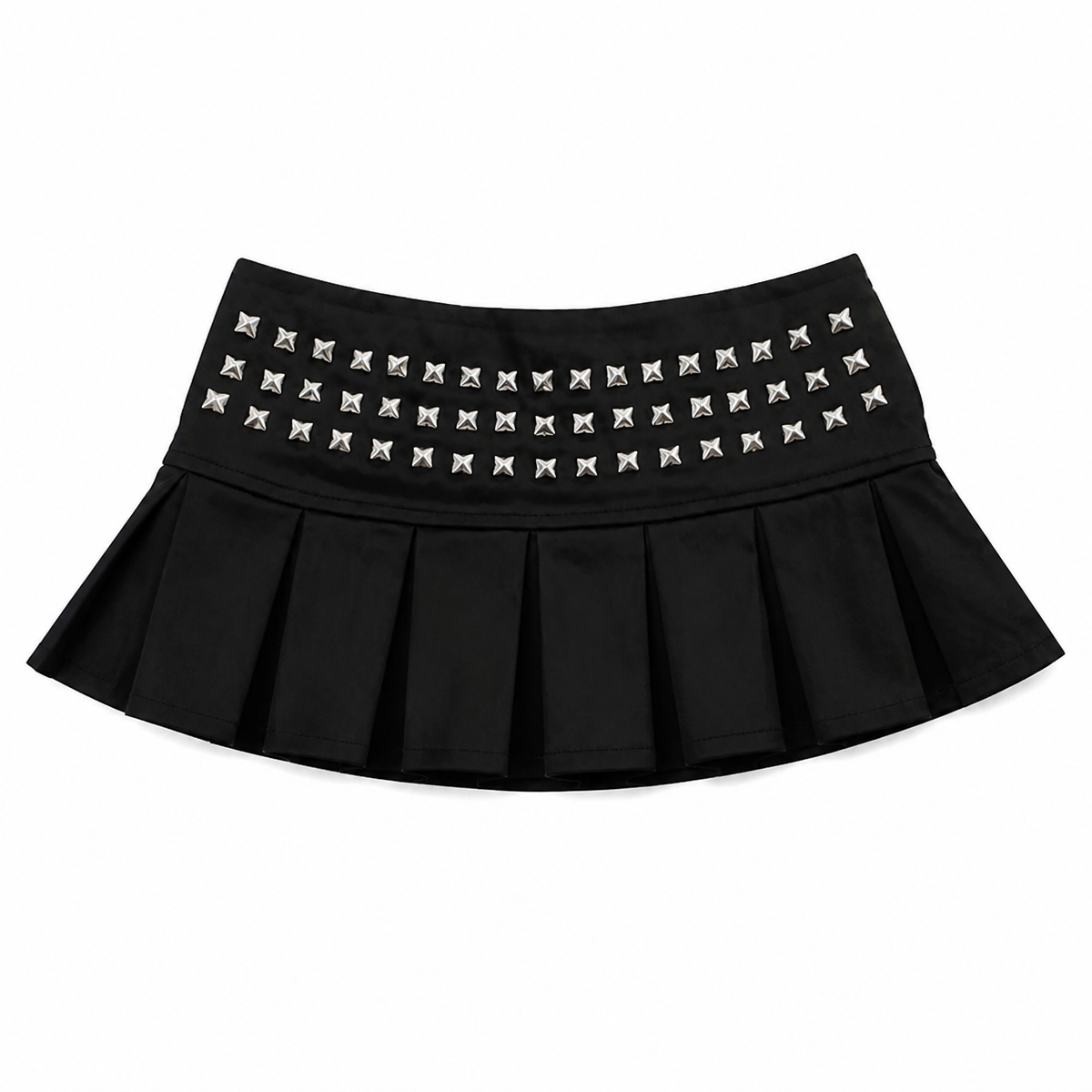 Grunge Studded Pleated Mini Skirt