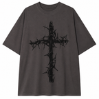 Grunge Thorn Cross Graphic T-Shirt