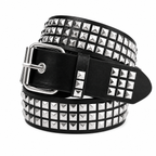 Black Studded Faux Leather Pyramid Rivet Belt