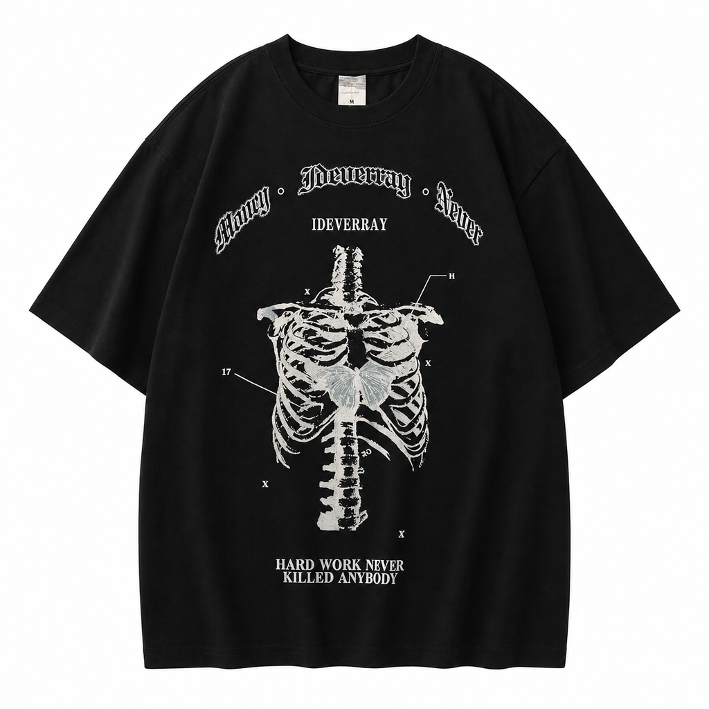 Black Skeleton Graphic T-Shirt – Short Sleeve