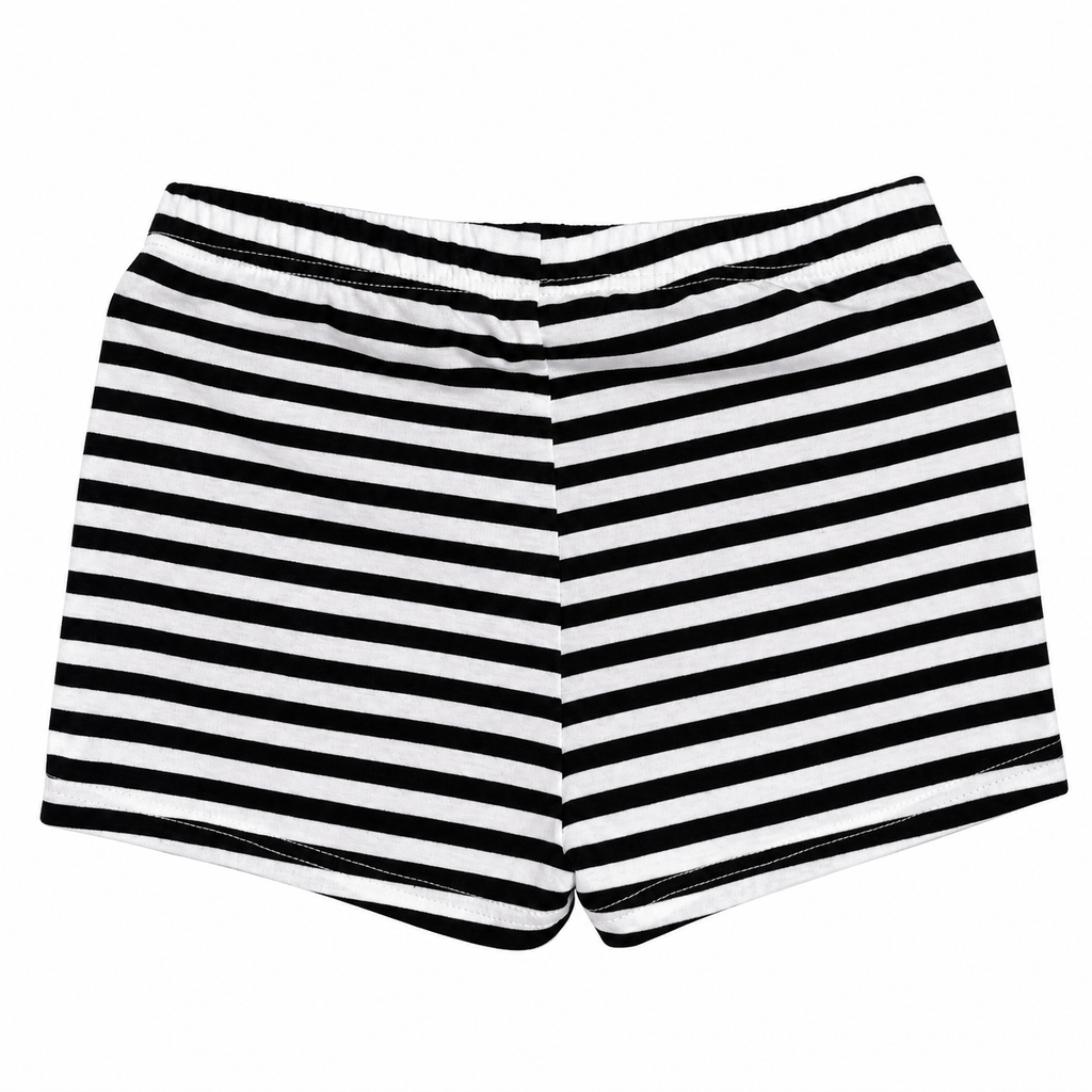 Women's Black-and-White Striped Low-Rise Shorts