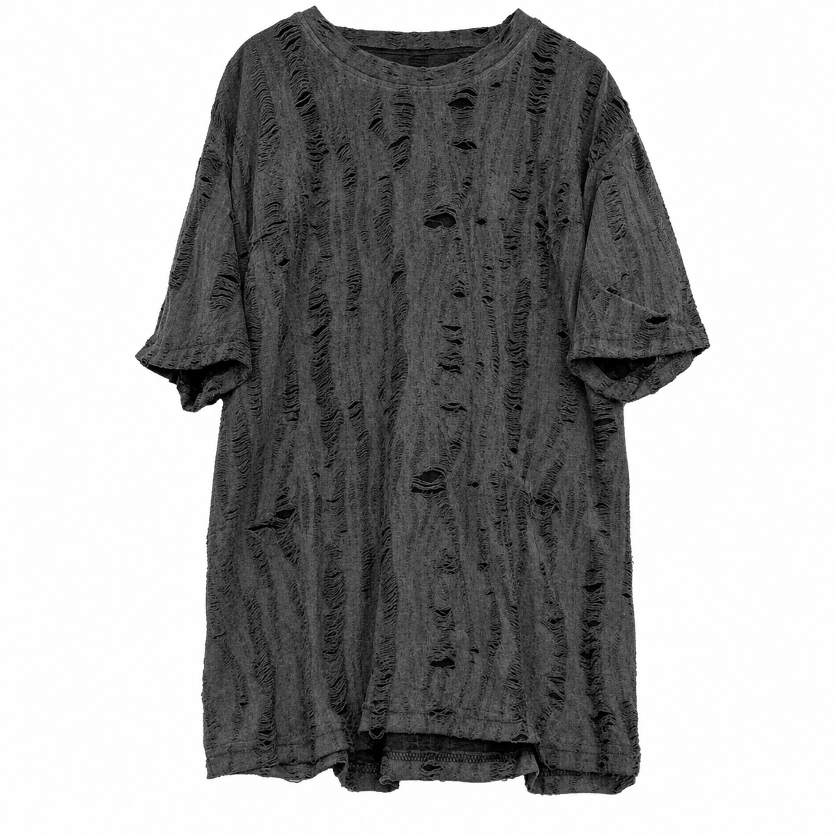 Men's Dark Gray Distressed Short-Sleeve T-Shirt