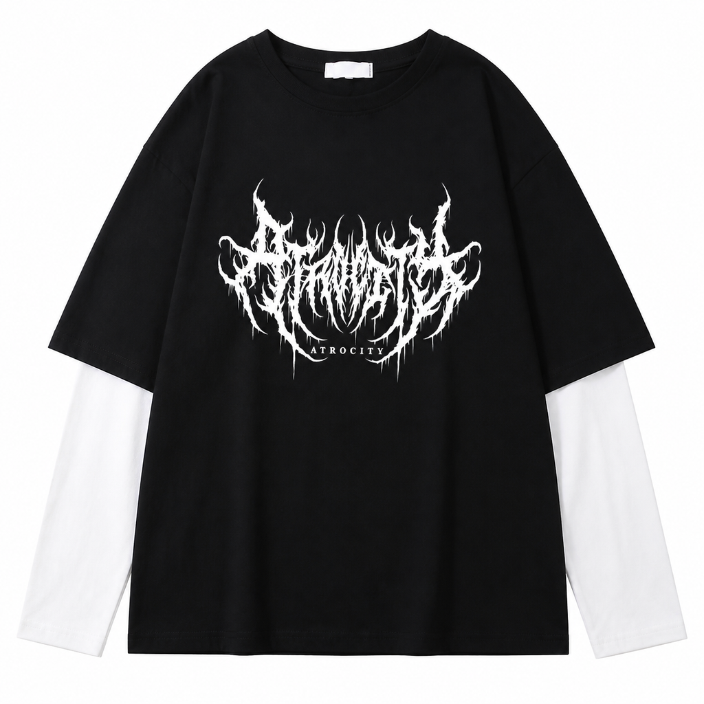 Grunge Atrocity Graphic Layered-Look T-Shirt