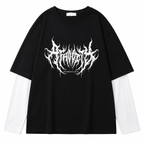 Grunge Atrocity Graphic Layered-Look T-Shirt
