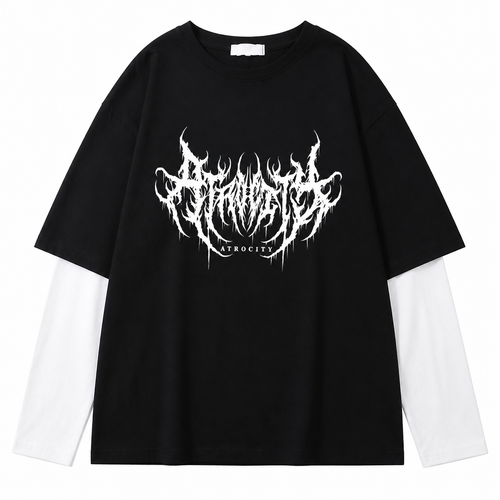 Grunge Atrocity Graphic Layered-Look T-Shirt