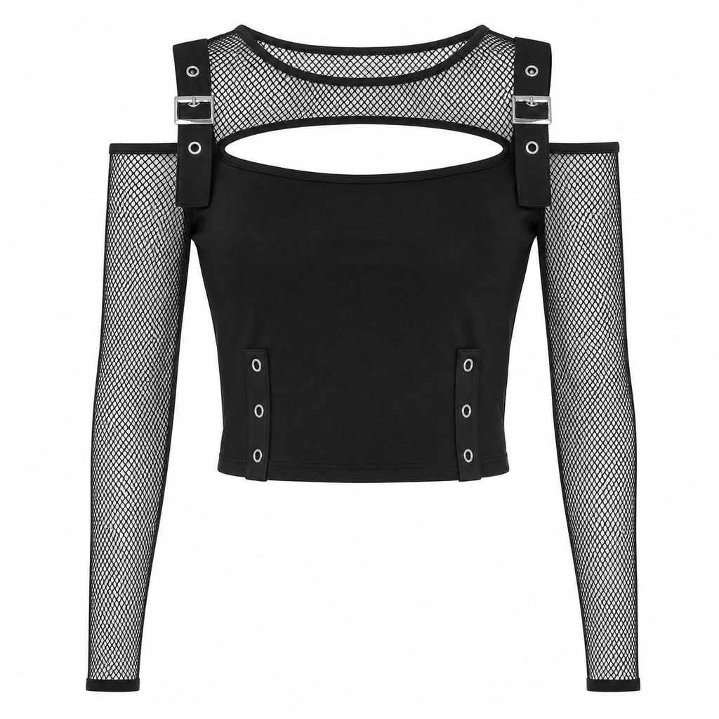 Women's Black Lace Long-Sleeve Top