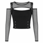 Women's Black Lace Long-Sleeve Top