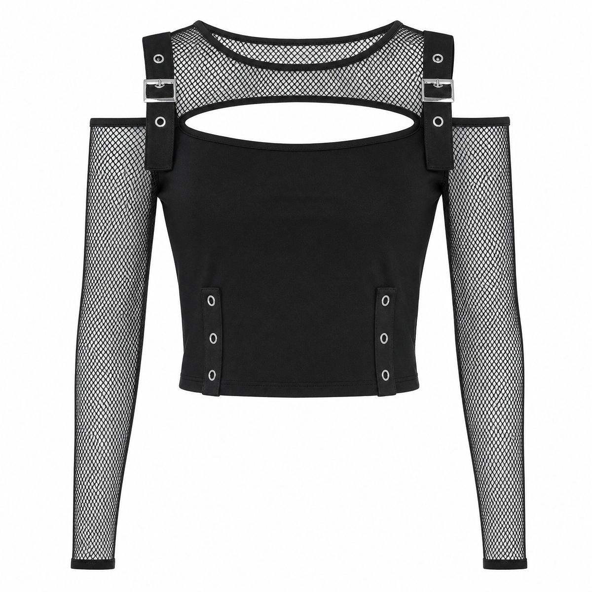 Women's Black Lace Long-Sleeve Top
