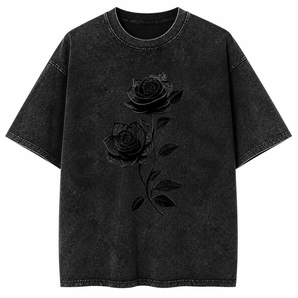 Grunge Washed Rose Graphic T-Shirt