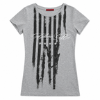 Grunge Striped Letter Print T-Shirt - Gray