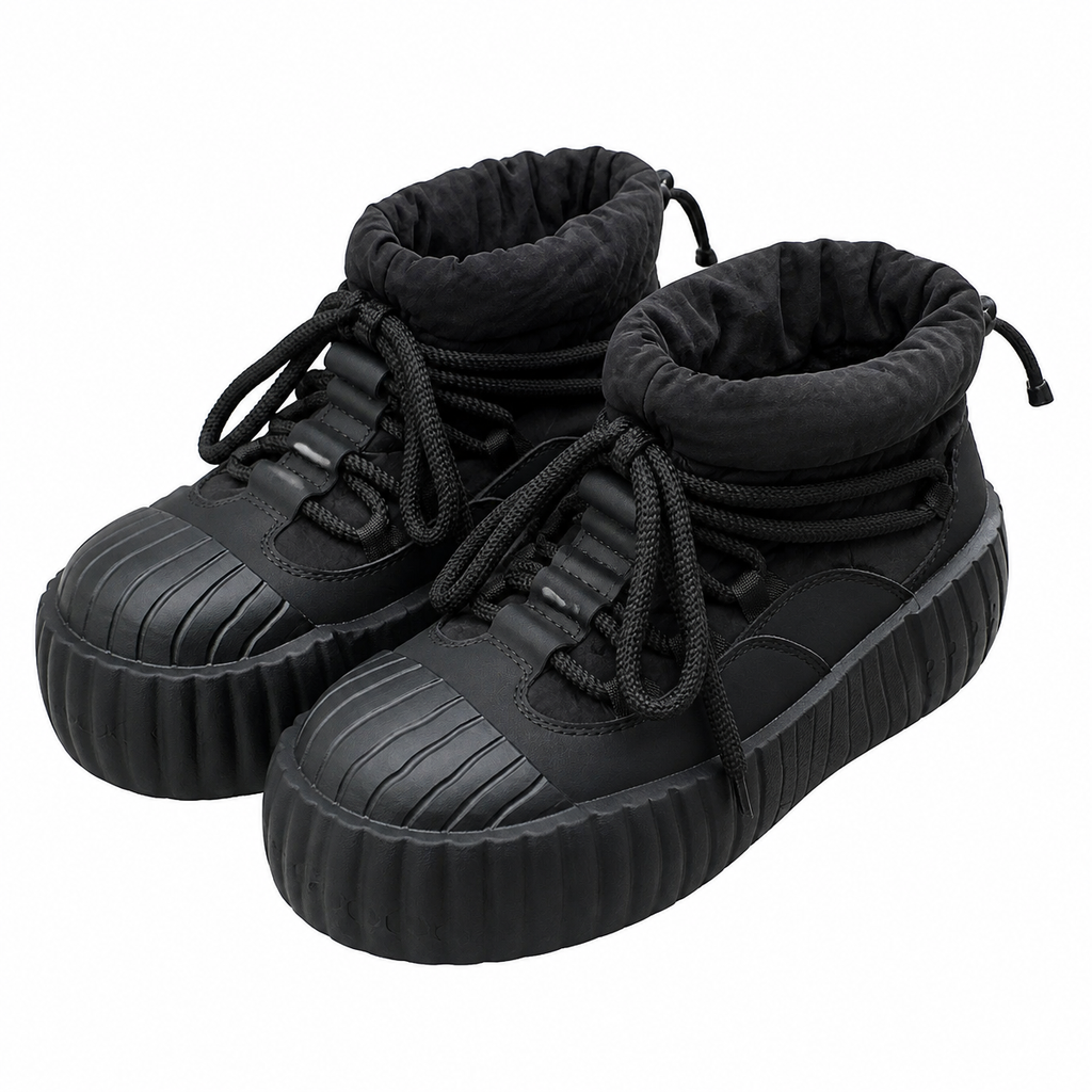 Grunge Lace-Up Platform Boots with Padded Collar