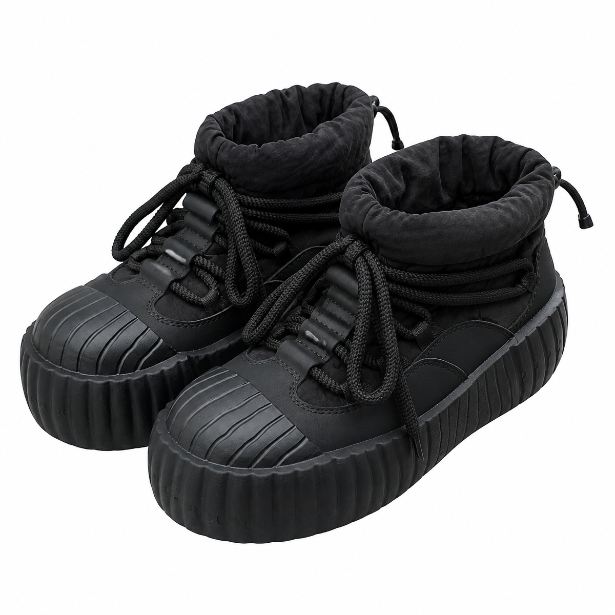 Grunge Lace-Up Platform Boots with Padded Collar