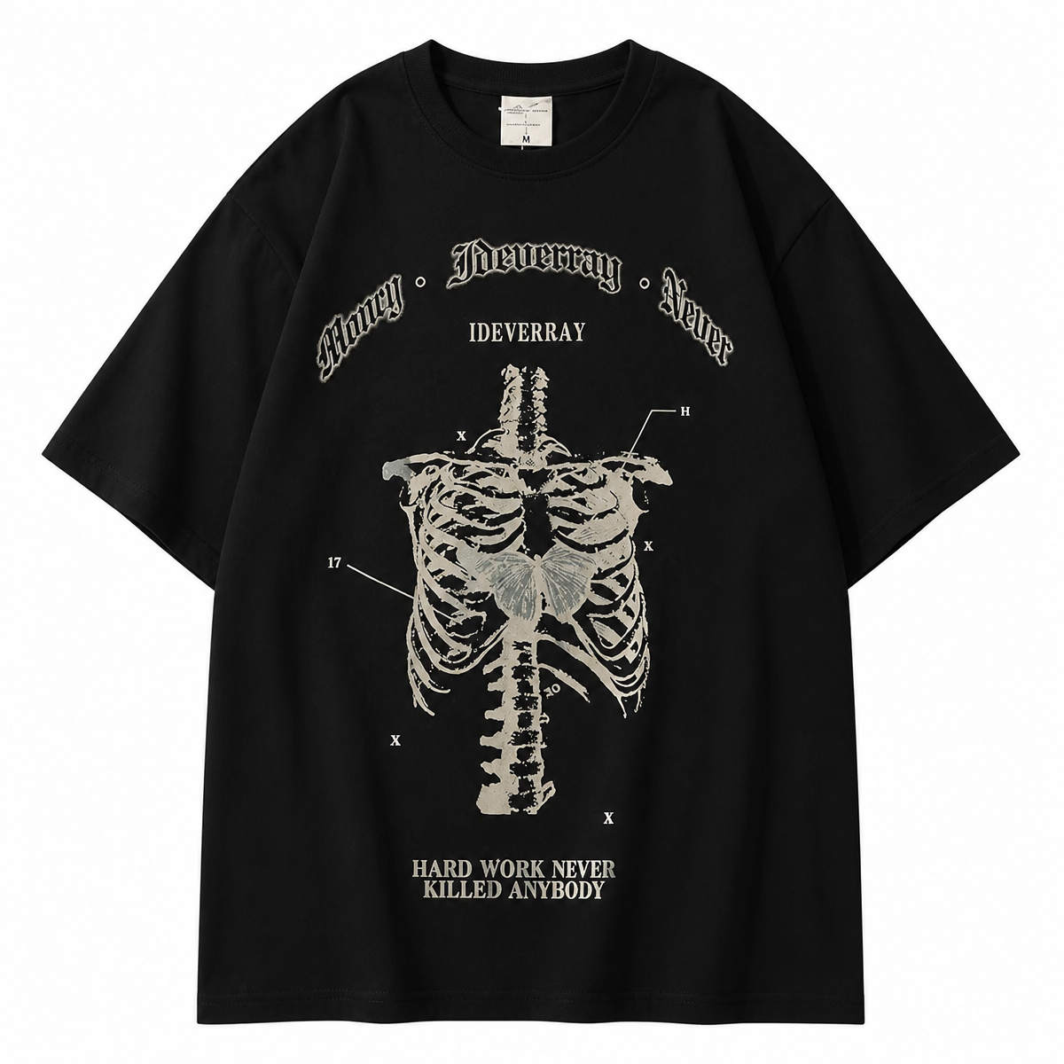 Grunge Skeleton Graphic Black T-Shirt