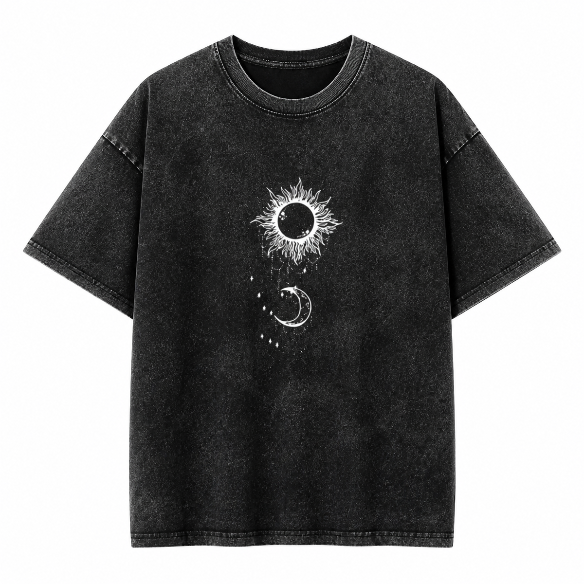 Grunge Sun Moon Star Graphic T-Shirt