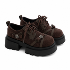Grunge Rose Buckle Platform Loafers