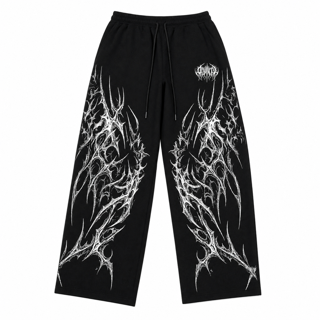 Men's Gothic Graphic Wide-Leg Sweatpants