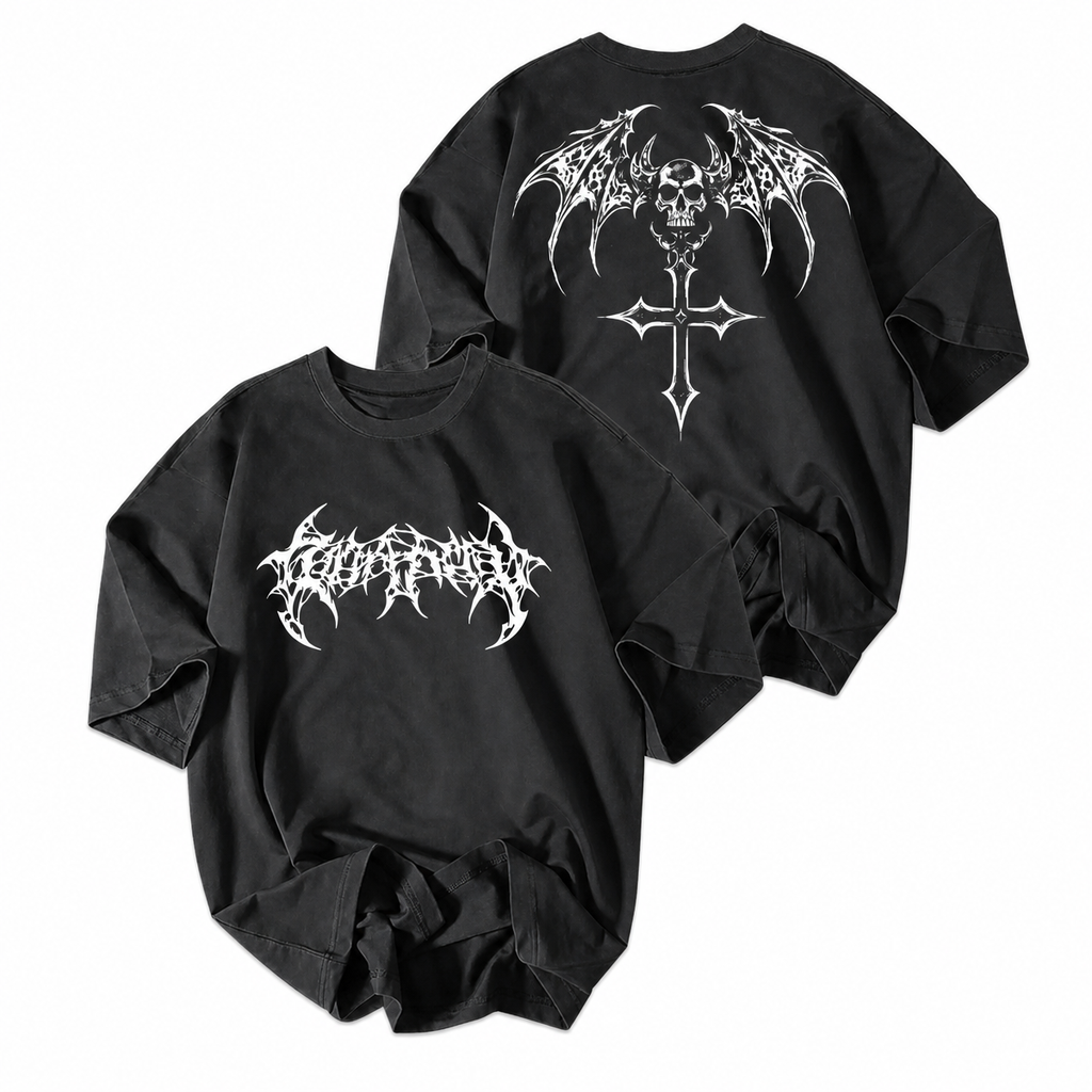 Men's Gothic Wing & Skull Graphic T-Shirt