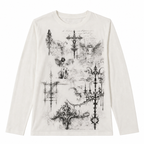 White Gothic Graphic Long-Sleeve T-Shirt