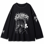 Grunge Graphic Long-Sleeve T-Shirt