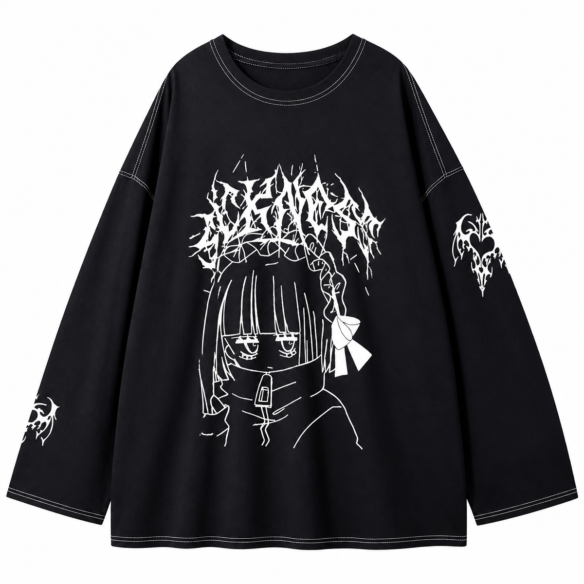 Grunge Graphic Long-Sleeve T-Shirt
