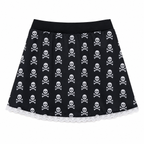Women's Skull Print Mini Skirt with Lace Trim