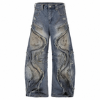 Grunge Distressed Wide-Leg Cargo Jeans