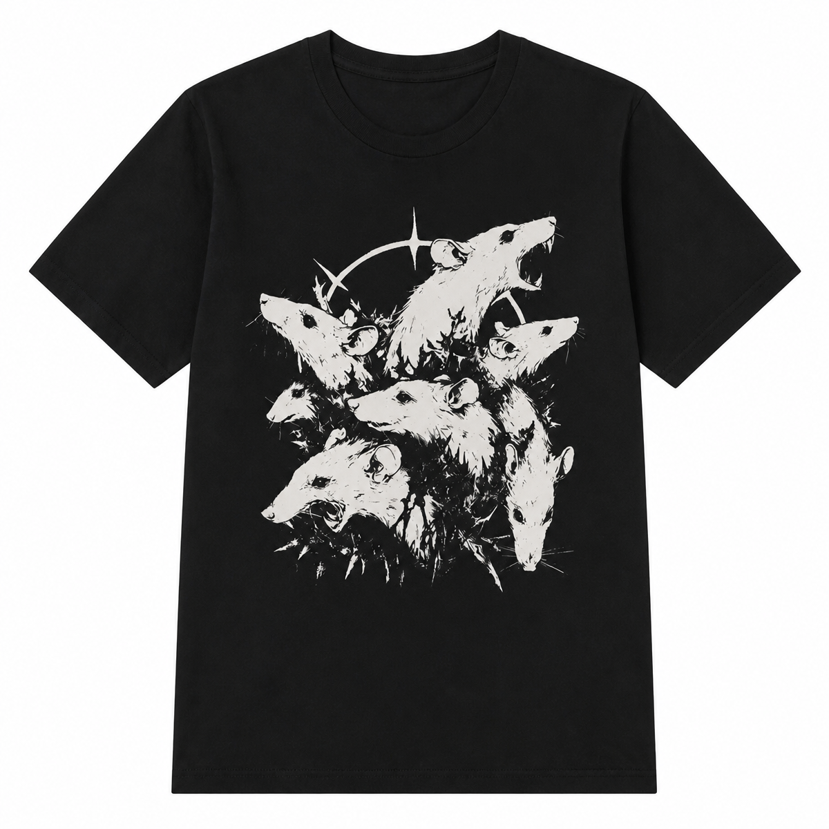 Grunge Rat Graphic T-Shirt – Black Cotton Unisex Tee