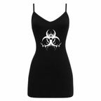 Black Printed Sleeveless Mini Dress