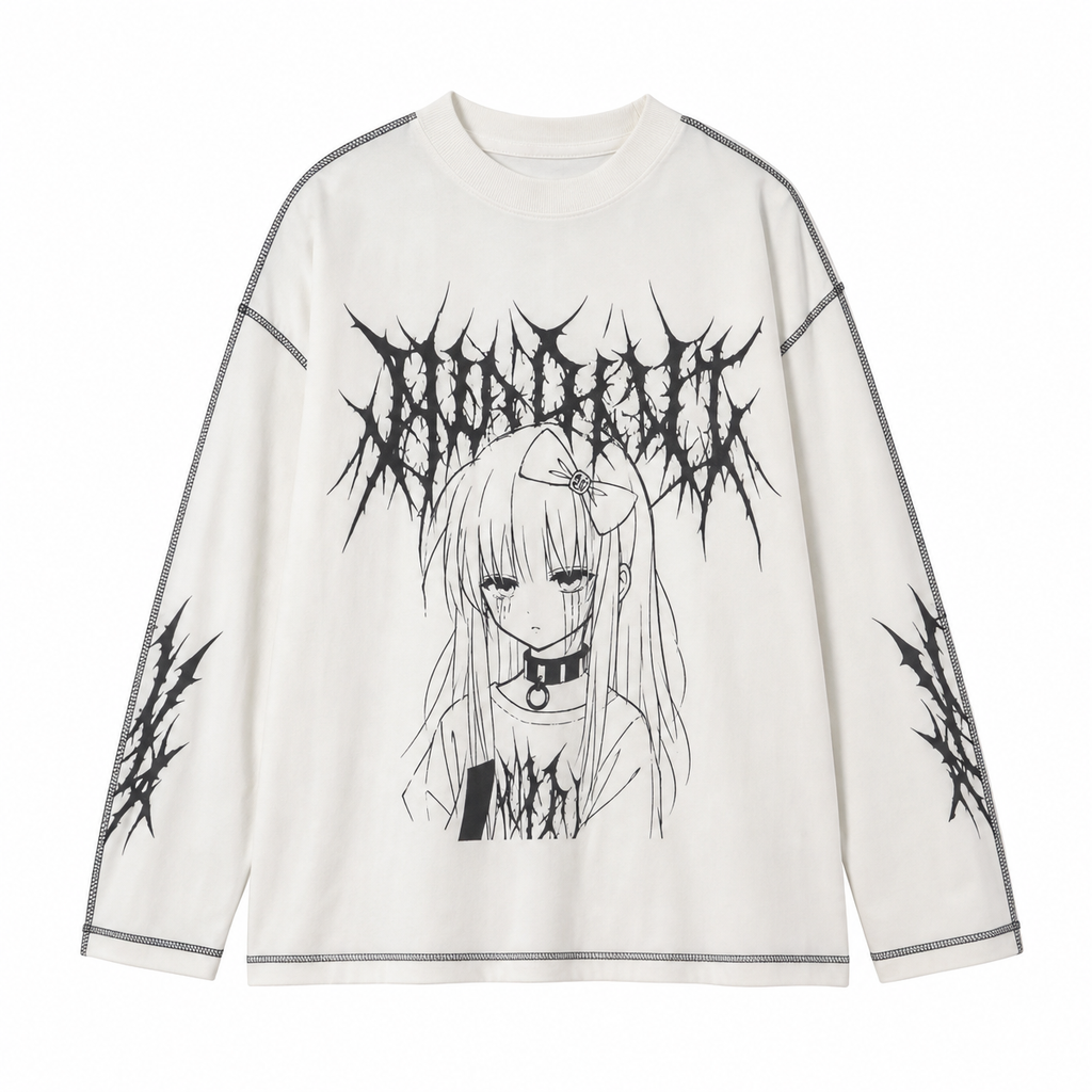 Graphic Print Oversized Long-Sleeve T-Shirt