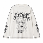 Graphic Print Oversized Long-Sleeve T-Shirt