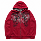 Grunge Graphic Zip-Up Hoodie