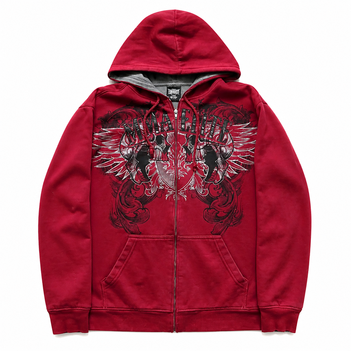 Grunge Graphic Zip-Up Hoodie